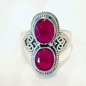 925 Solid Sterling Silver and Ruby Gemstone Ring